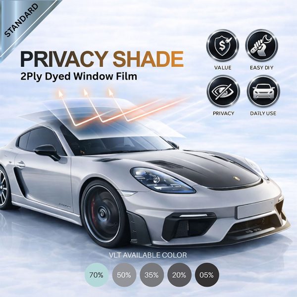 2Ply Dyed DIY Car Tint – Privacy Shade | Easy Install | Budget Friendly