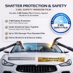 Gold InfraShield Multi-Layer Sputtering with Safety 3mil Window Tint – Full Car DIY Cutting Kit - Image 2